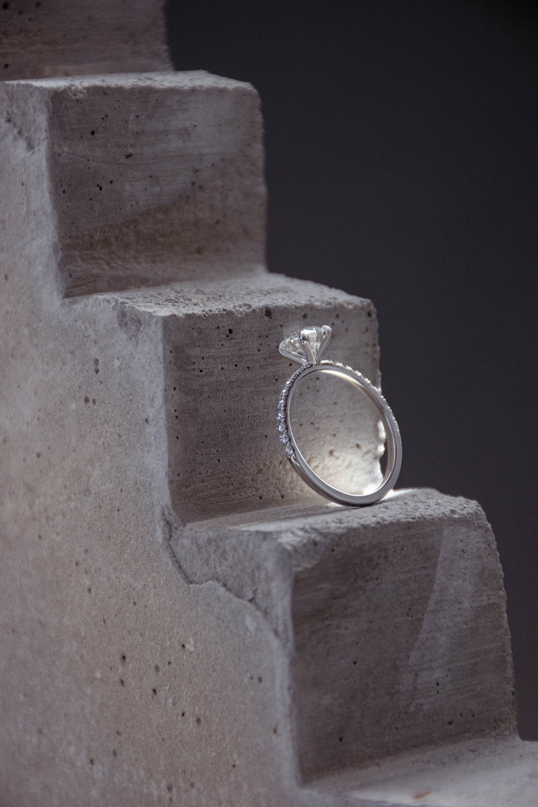 Diamond ring on brick stairs
