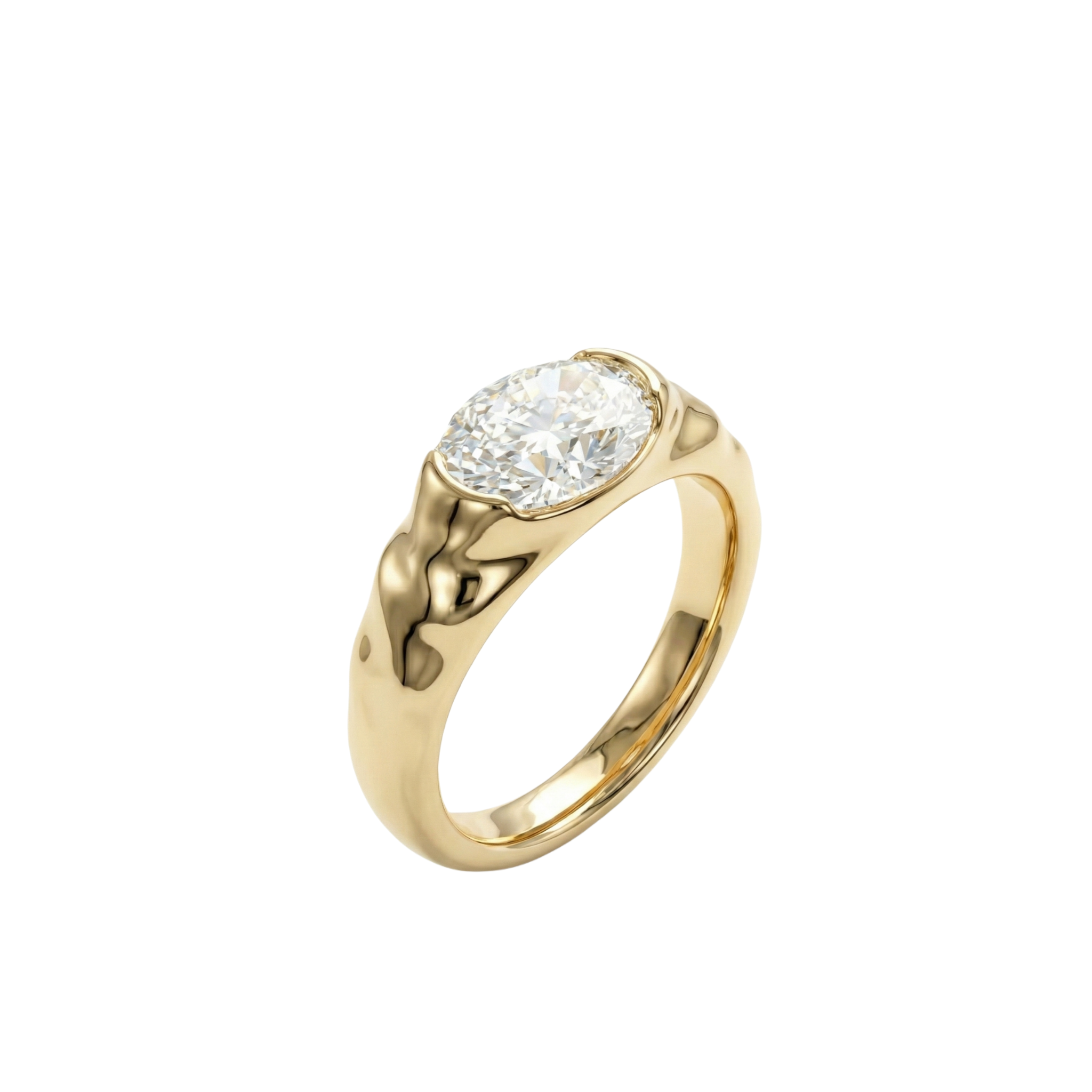 Gold ring with cyan blue stone and diamonds around