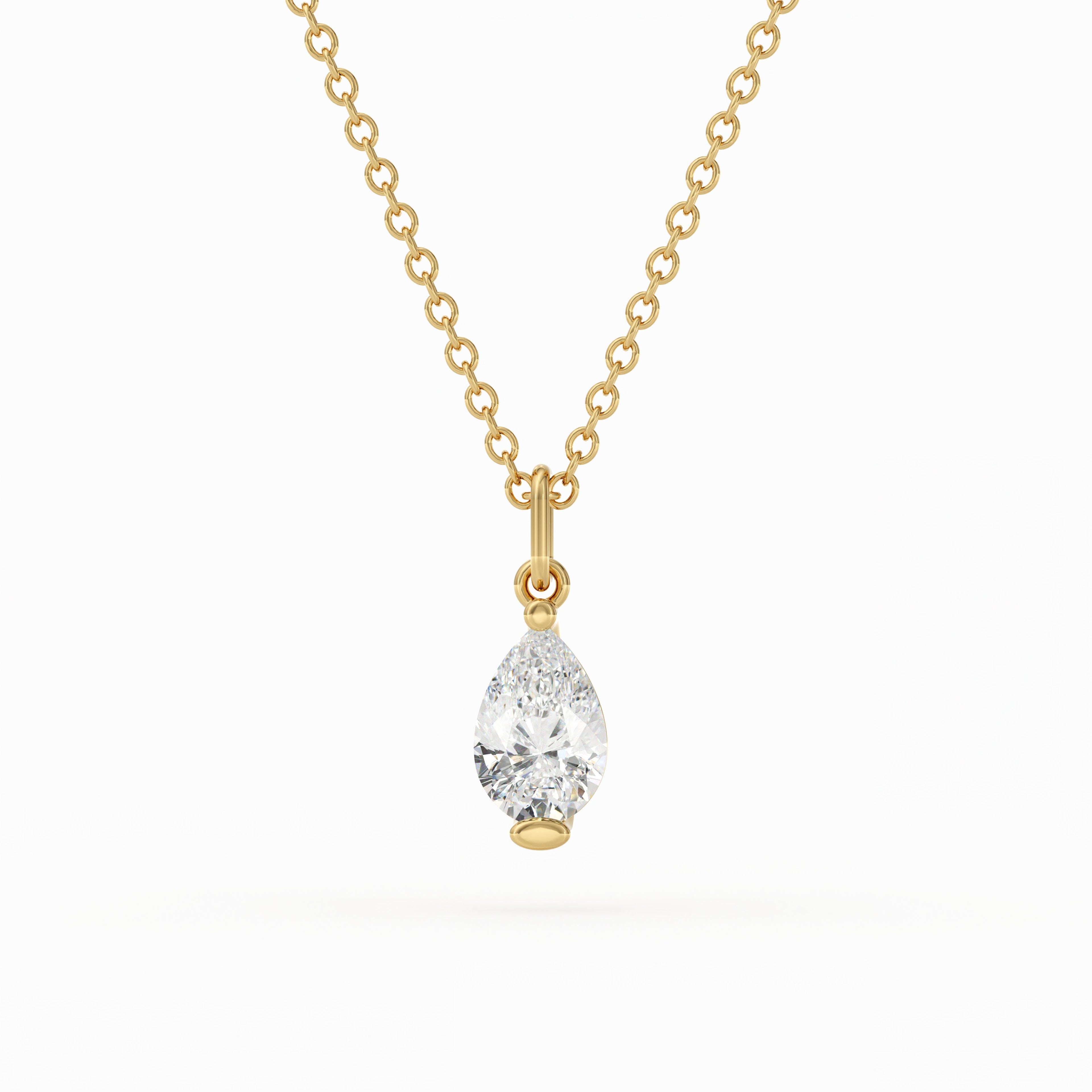 golden necklace with one big diamond and many small diamonds