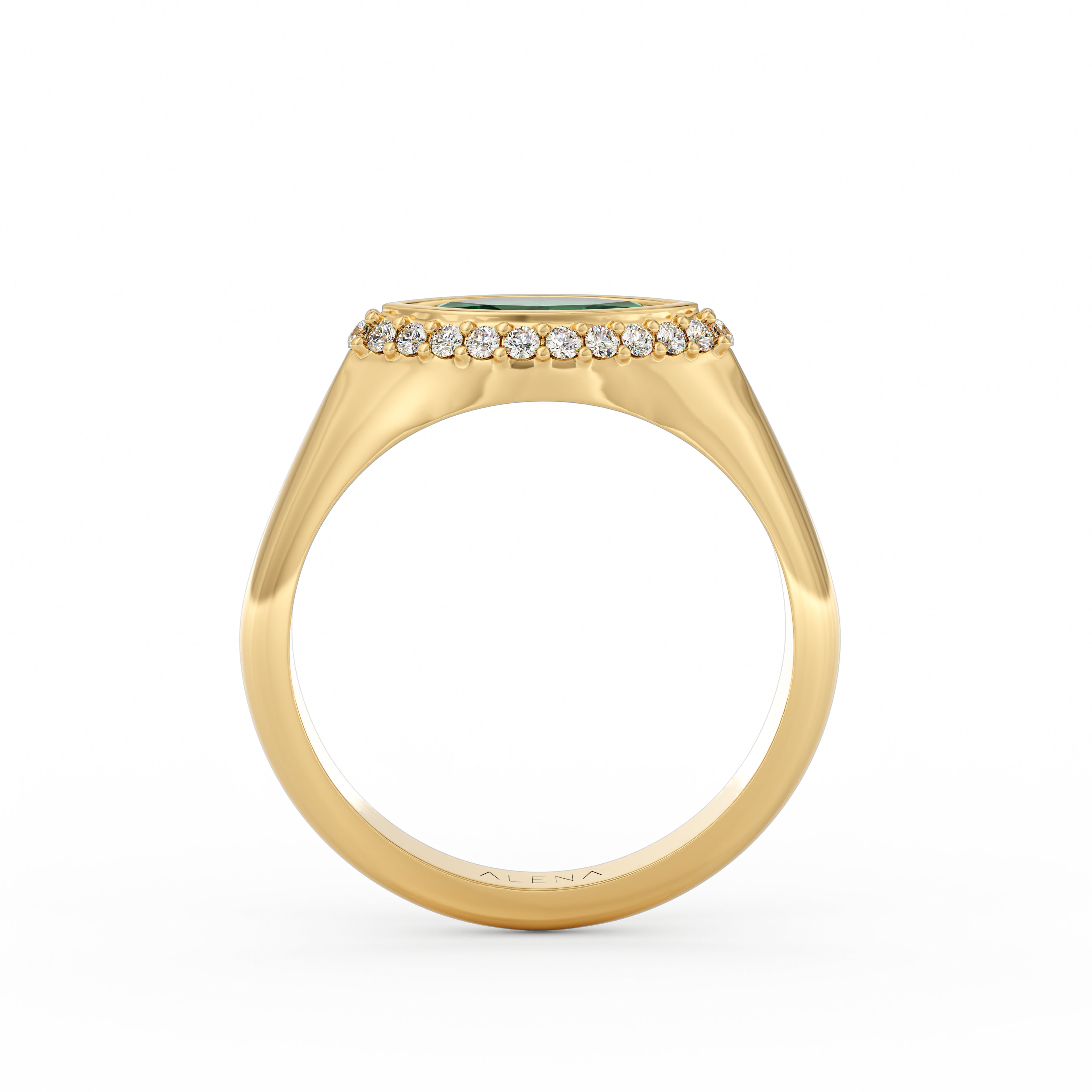 Marquise Emerald & Diamonds Pinky Ring