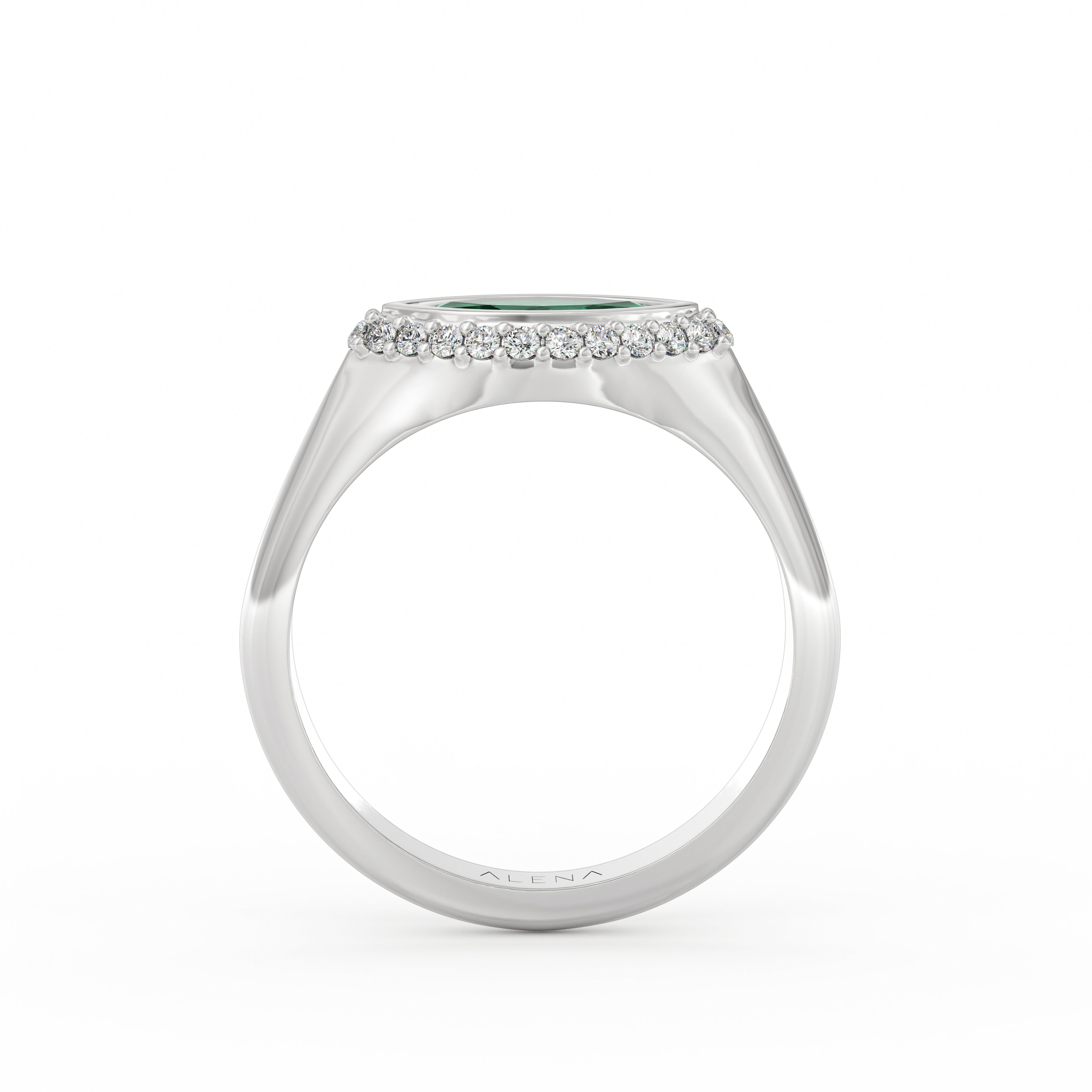 Marquise Emerald & Diamonds Pinky Ring