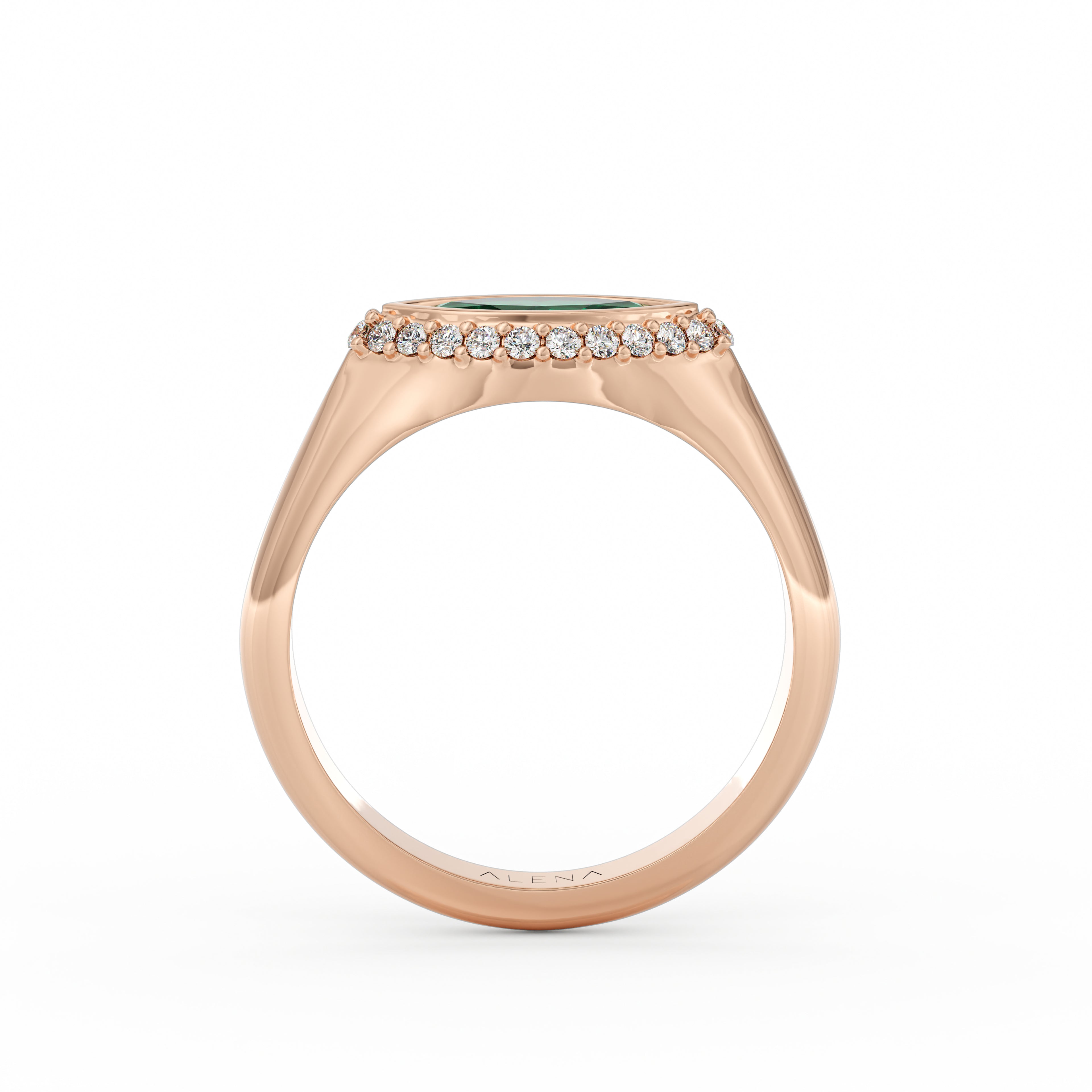 Marquise Emerald & Diamonds Pinky Ring