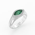 Marquise Emerald & Diamonds Pinky Ring