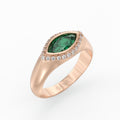 Marquise Emerald & Diamonds Pinky Ring