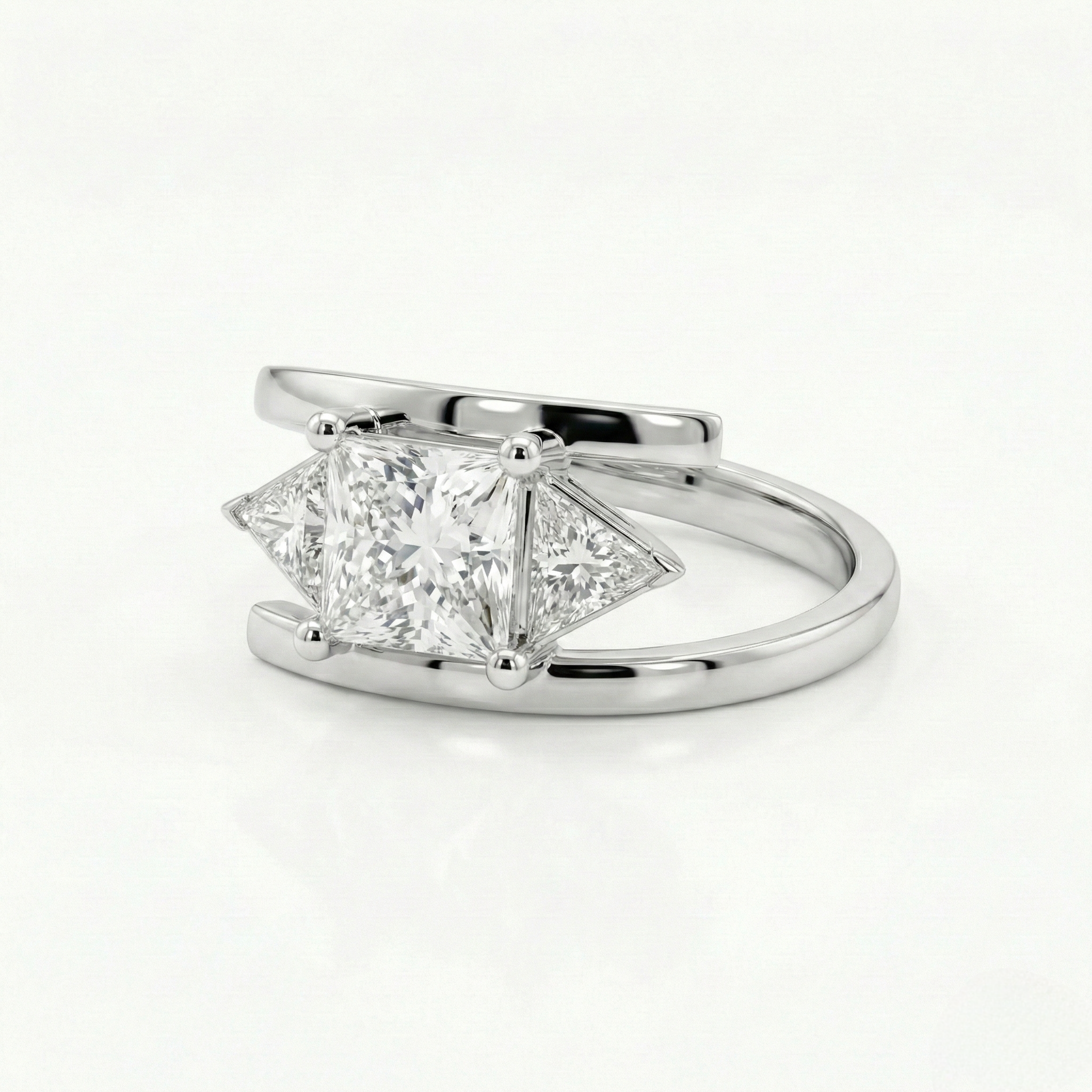 Princess-Cut Diamond Ring with Trillion