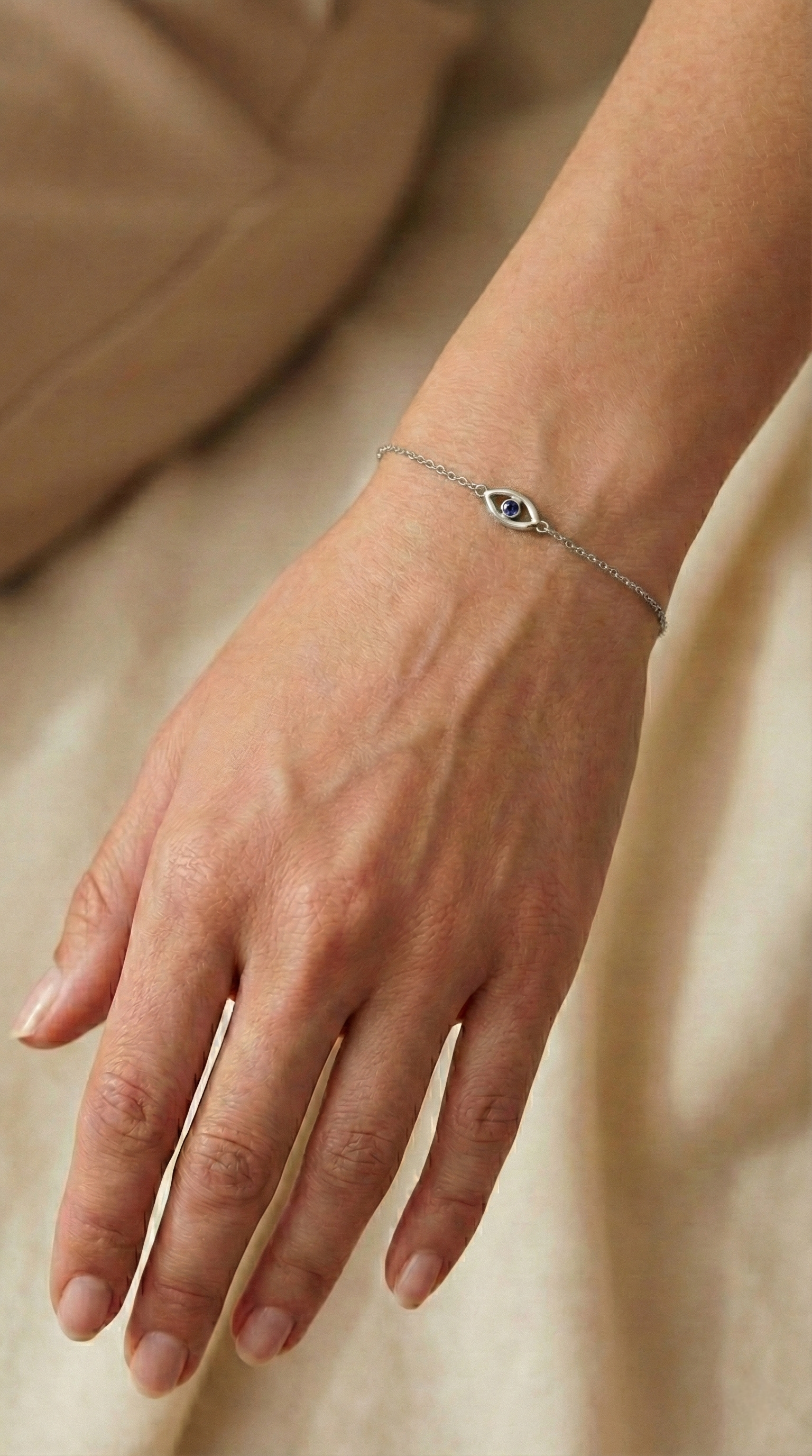 Minimal Evil Eye Sapphire Bracelet