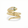Snake Ring with Emeralds & Diamonds