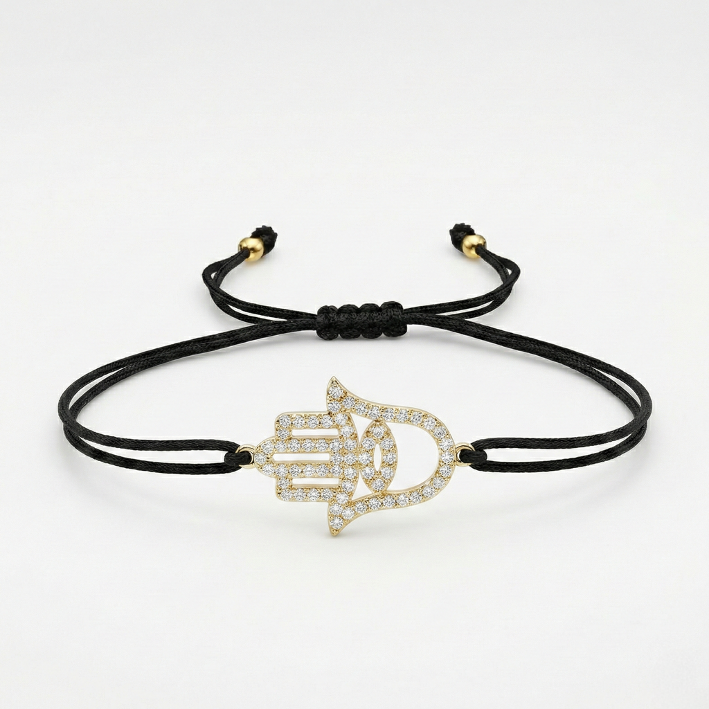 Big Hamsa Diamonds String Bracelet