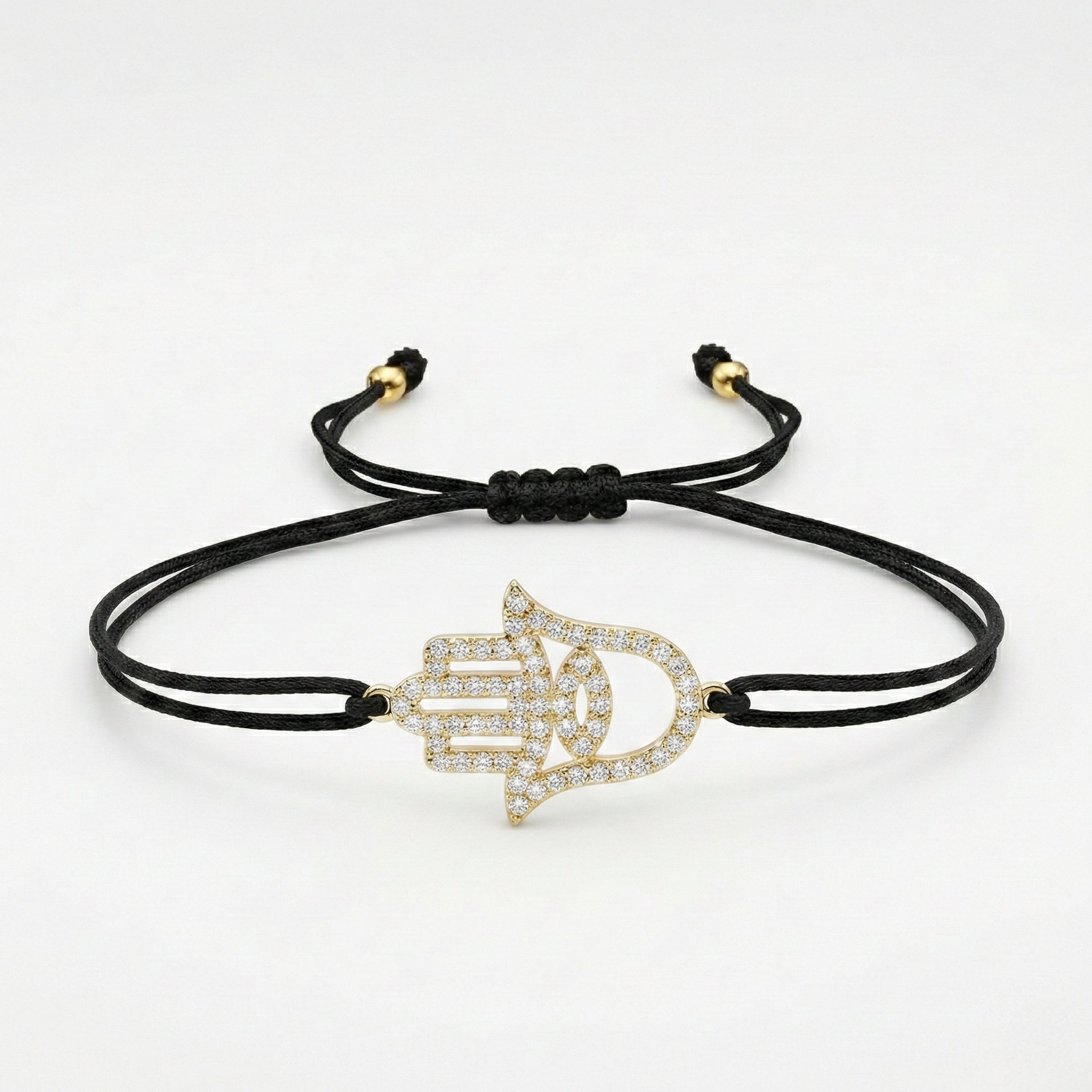 Big Hamsa Diamonds String Bracelet