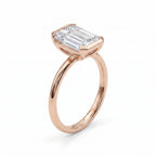 Emerald Cut Half Bezel Solitaire Engagement Ring