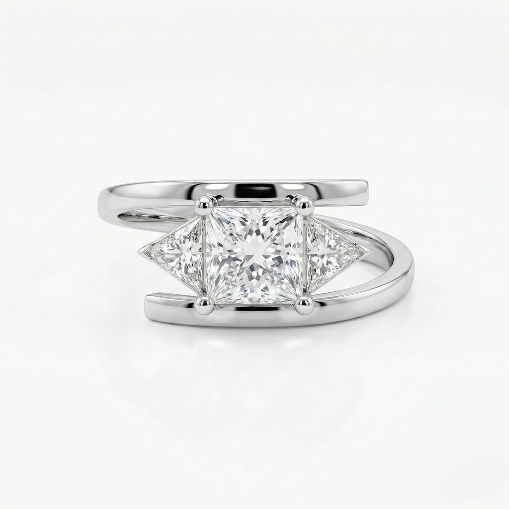 Princess-Cut Diamond Ring with Trillion