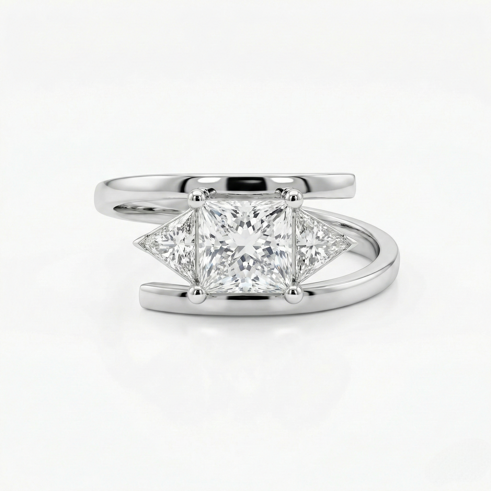 Princess-Cut Diamond Ring with Trillion
