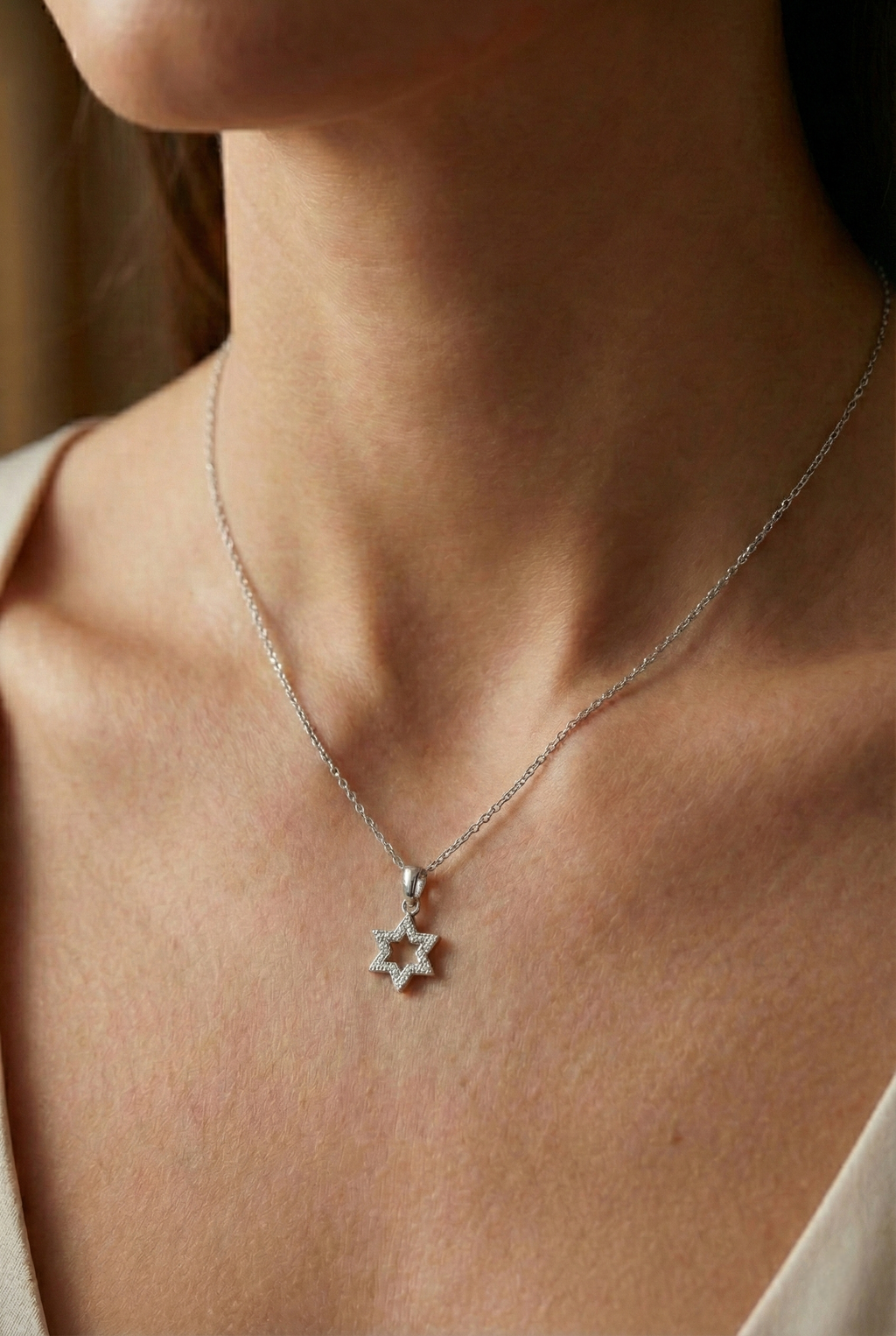 Star Of David Diamonds Necklace