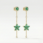 Emerald Dangle Flower Earrings