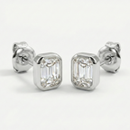 Emerald Cut Bezel Earrings