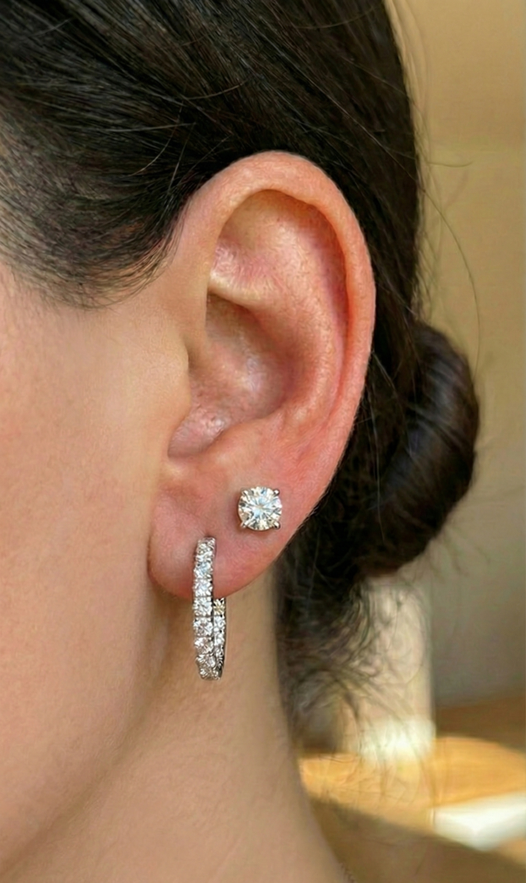 Classic Diamond Hoops Earrings