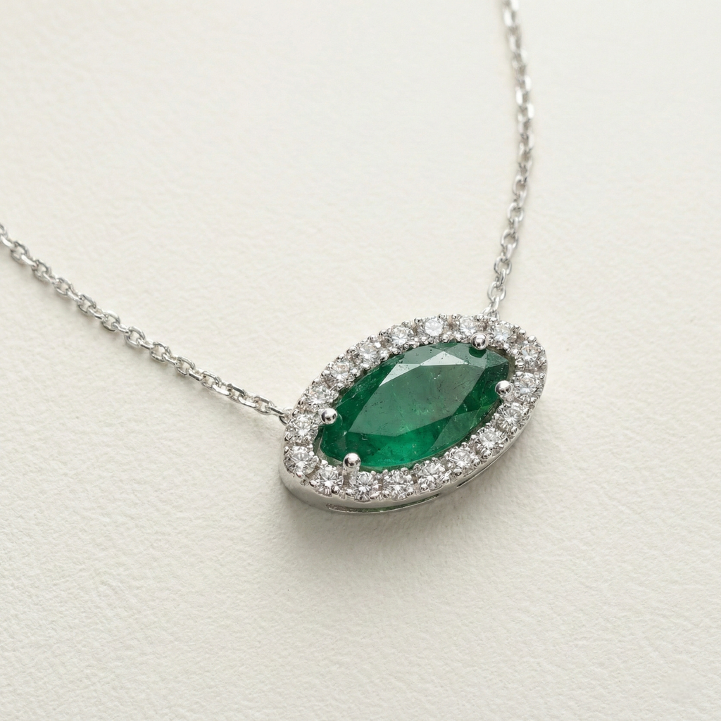 Marquise Emerald Eye Pendant
