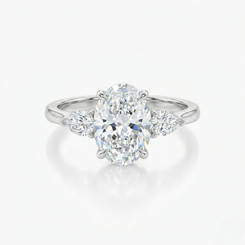 Oval & Pear Cut 3 Stones Ring