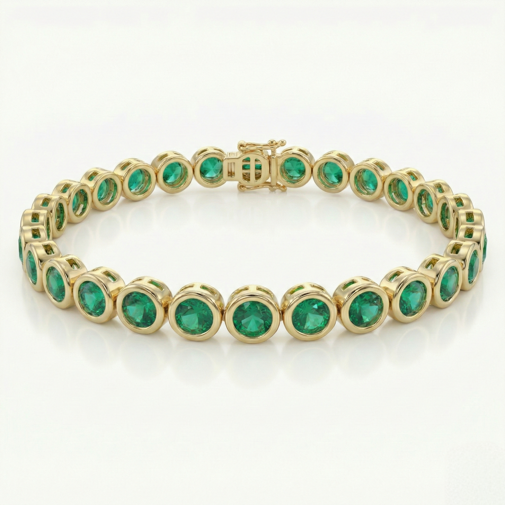Bezel-Set Emerald Tennis Bracelet