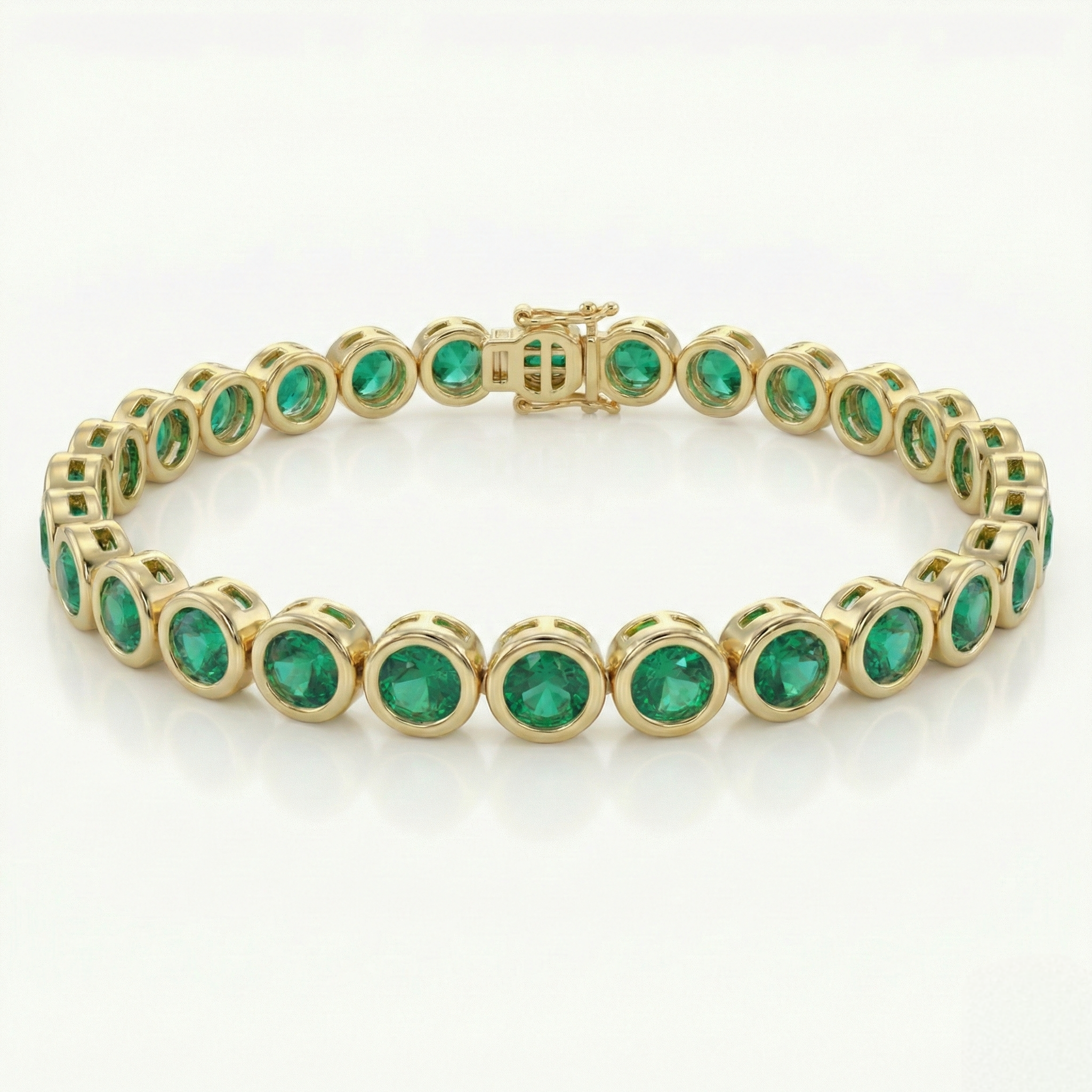 Bezel-Set Emerald Tennis Bracelet