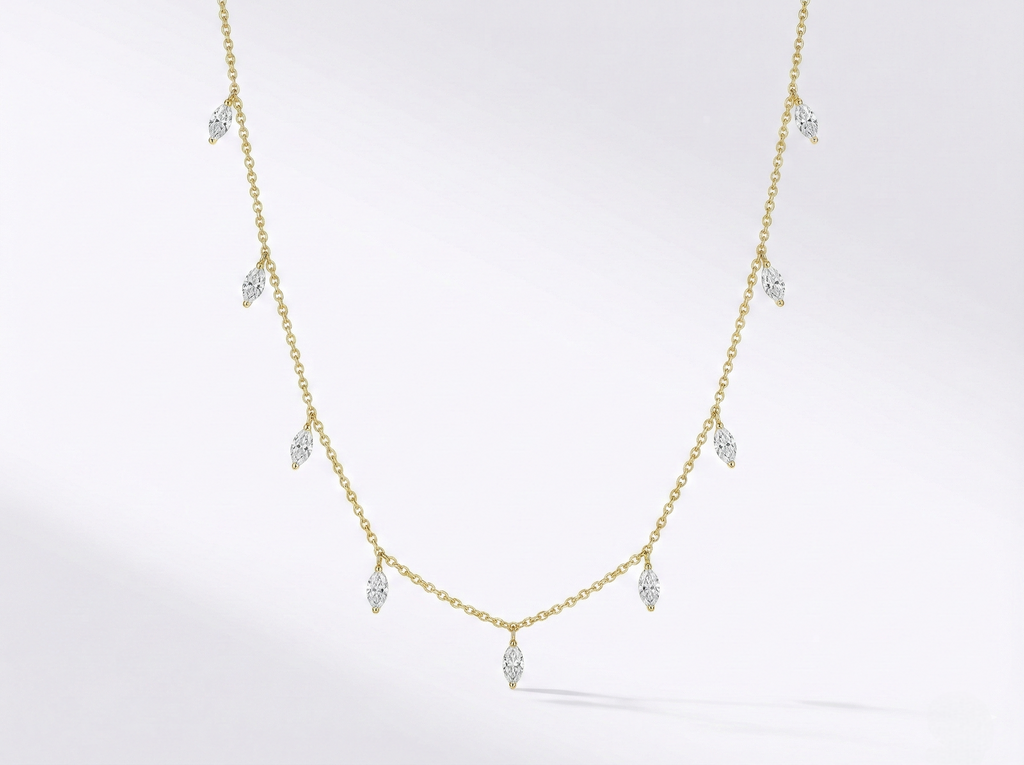 Marquise Diamond Station Necklace