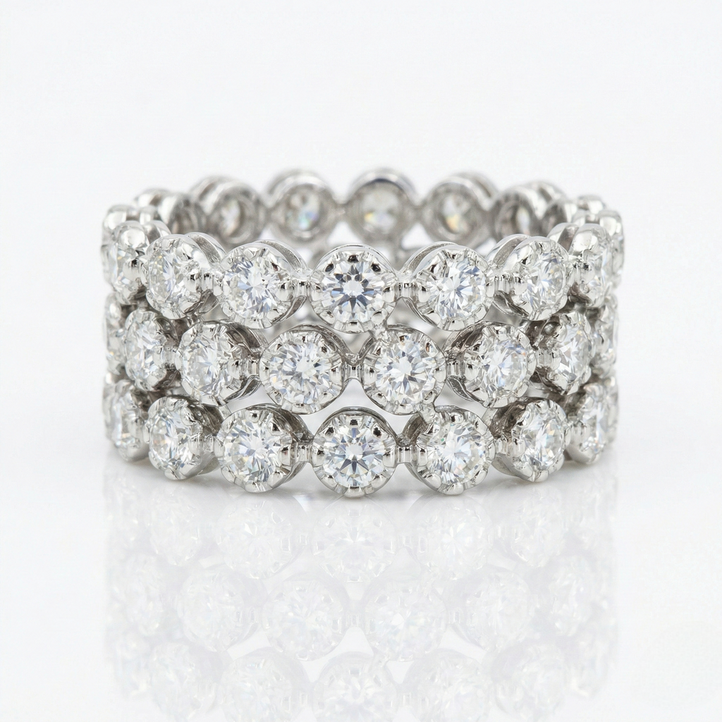Triple Row Diamond Eternity Ring