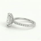 Oval Diamond Ring with Hidden Halo and Pavé Band