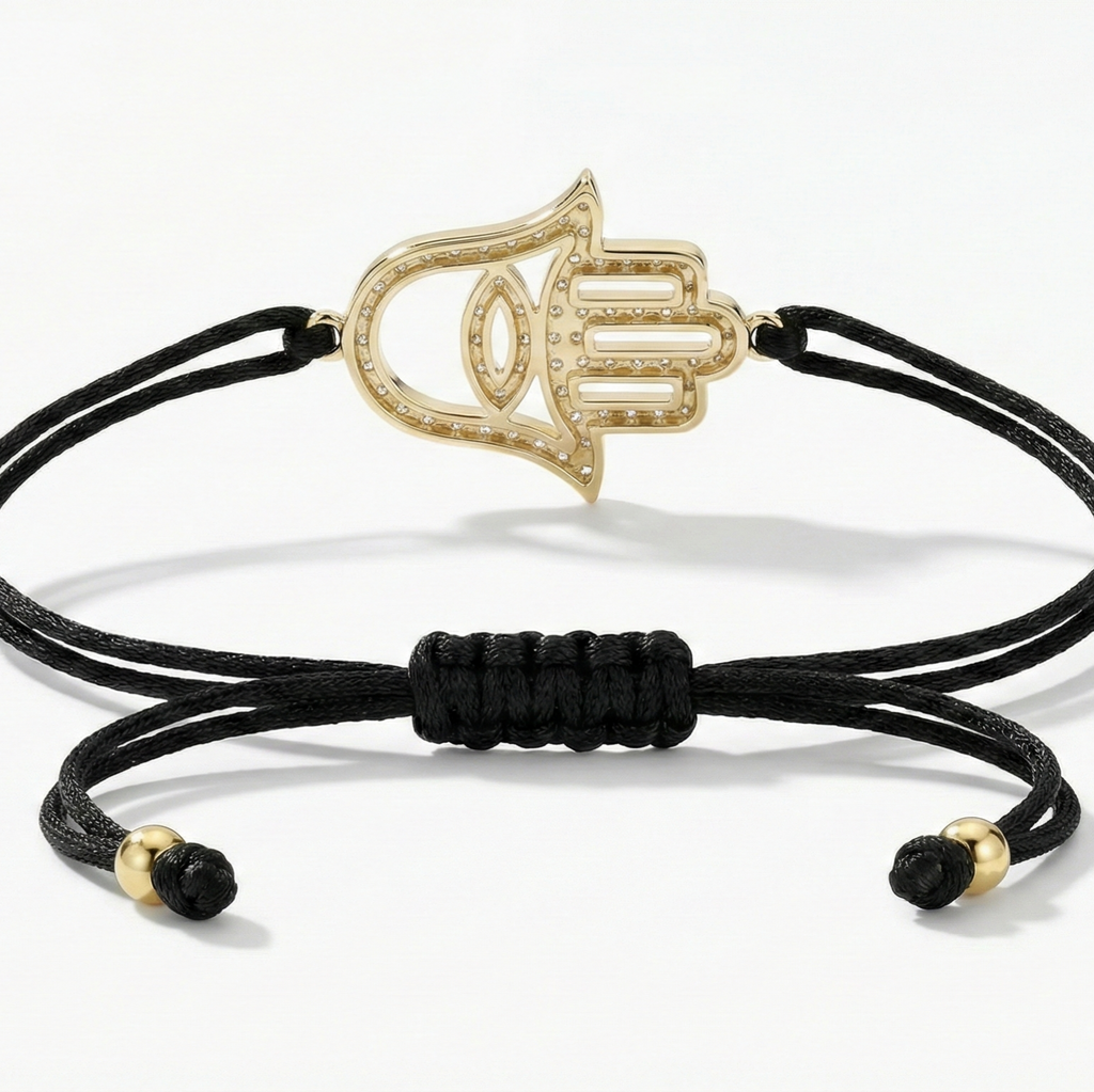 Big Hamsa Diamonds String Bracelet