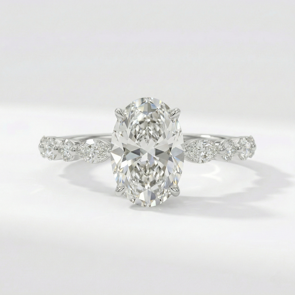 Oval-Cut Ring with Marquise & Round Diamonds