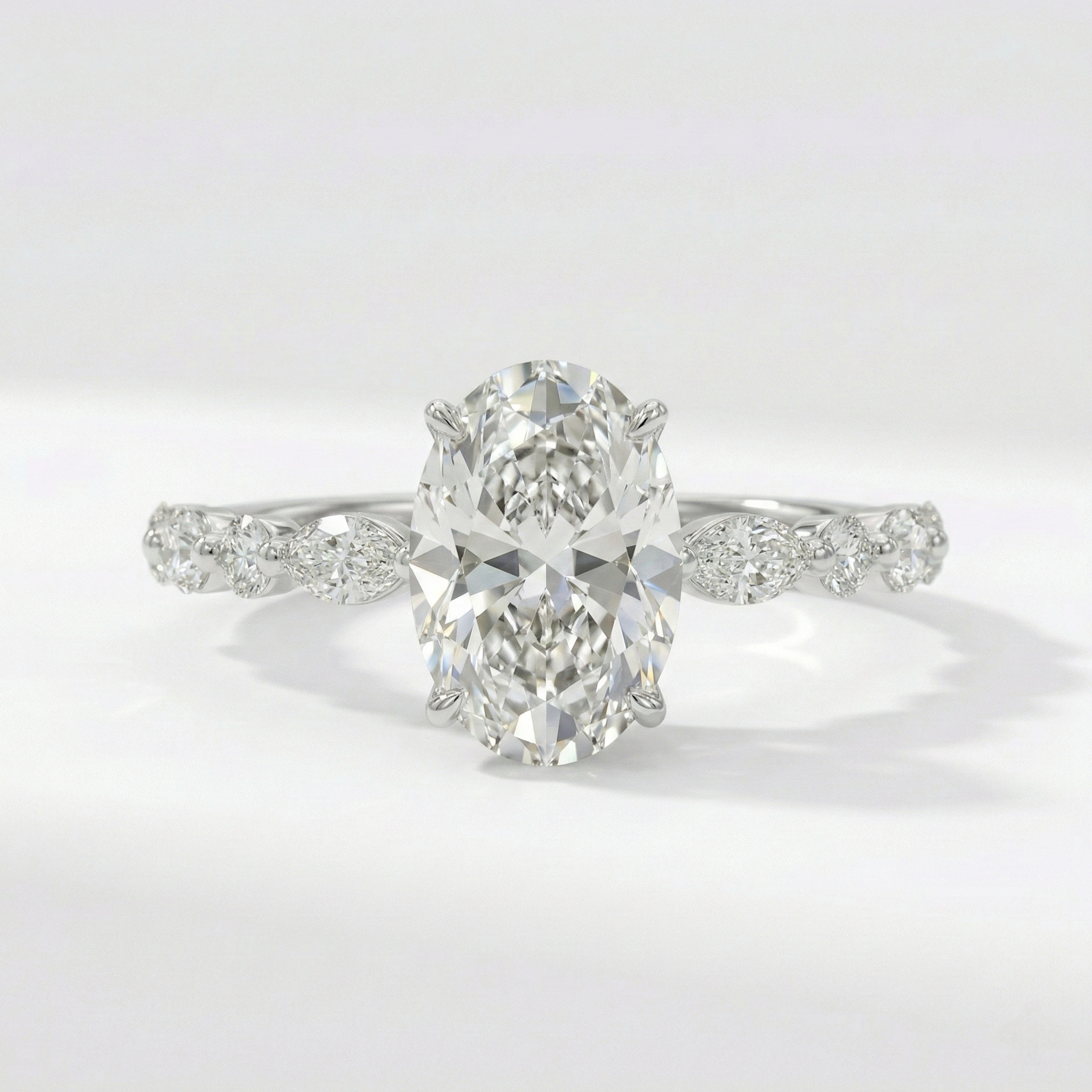 Oval-Cut Ring with Marquise & Round Diamonds