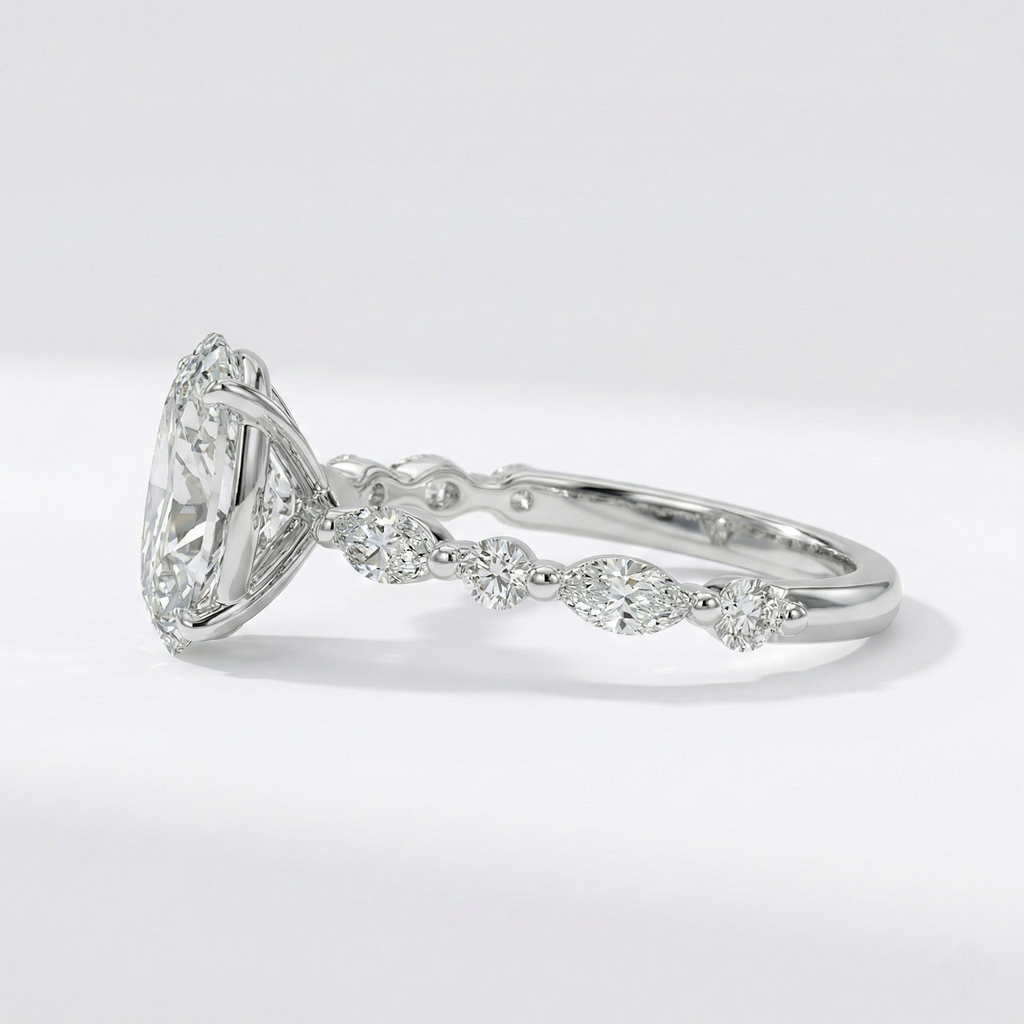 Oval-Cut Ring with Marquise & Round Diamonds