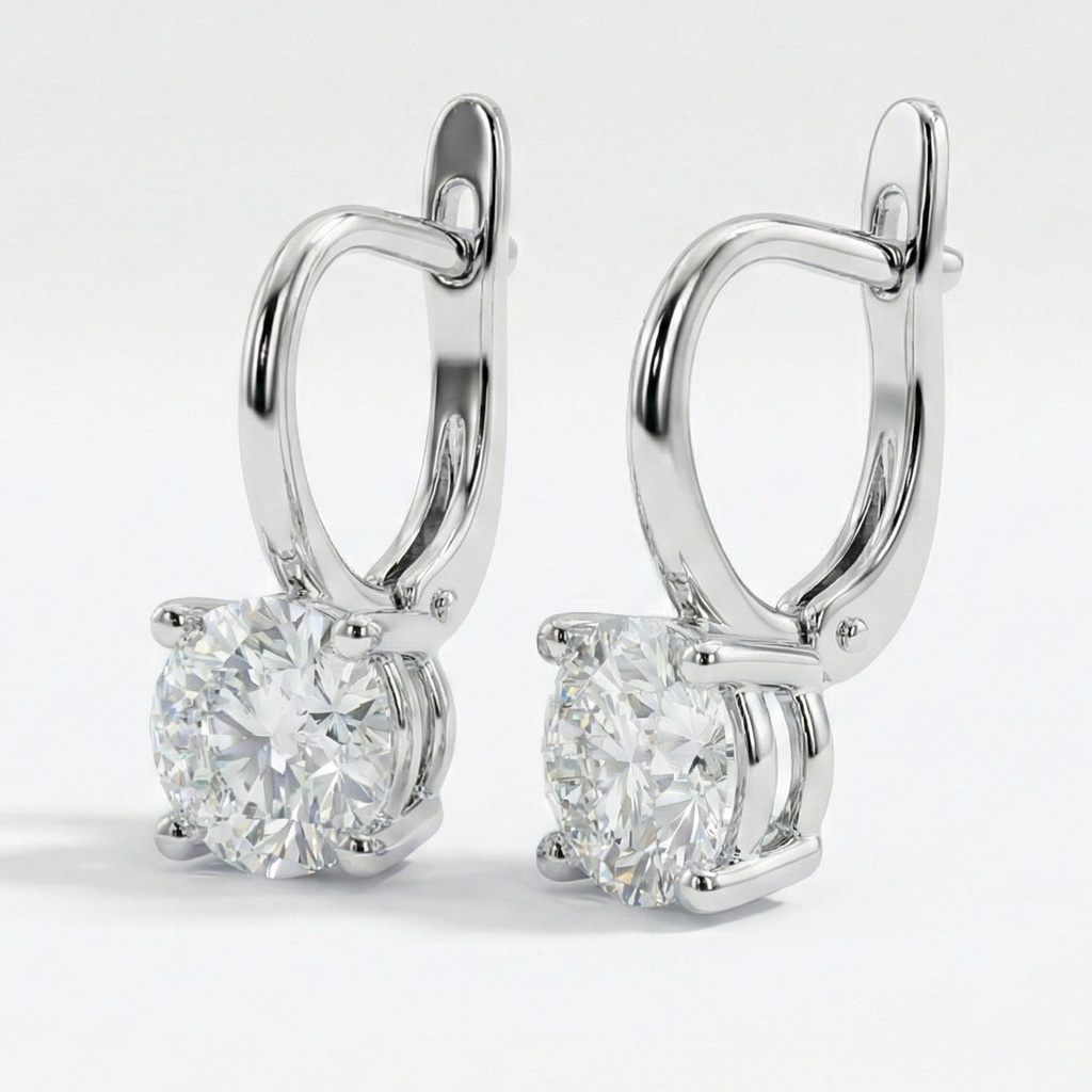 Round Solitaire Hoop Earrings