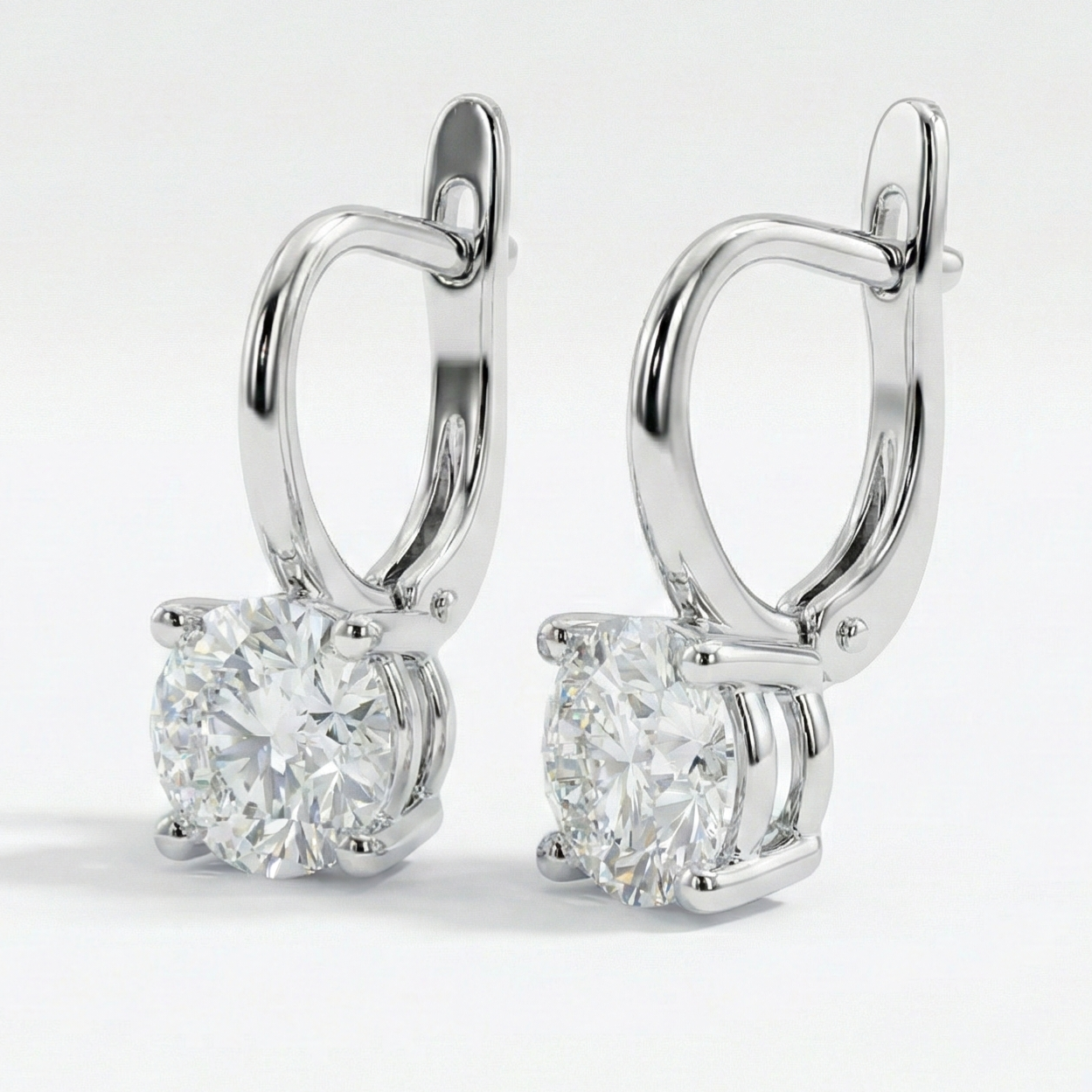 Round Solitaire Hoop Earrings