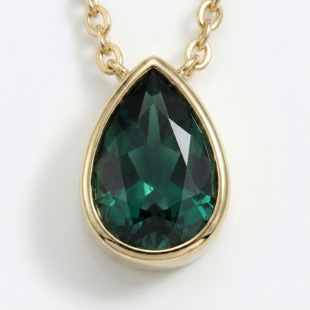 Pear Emerald Bezel Pendant