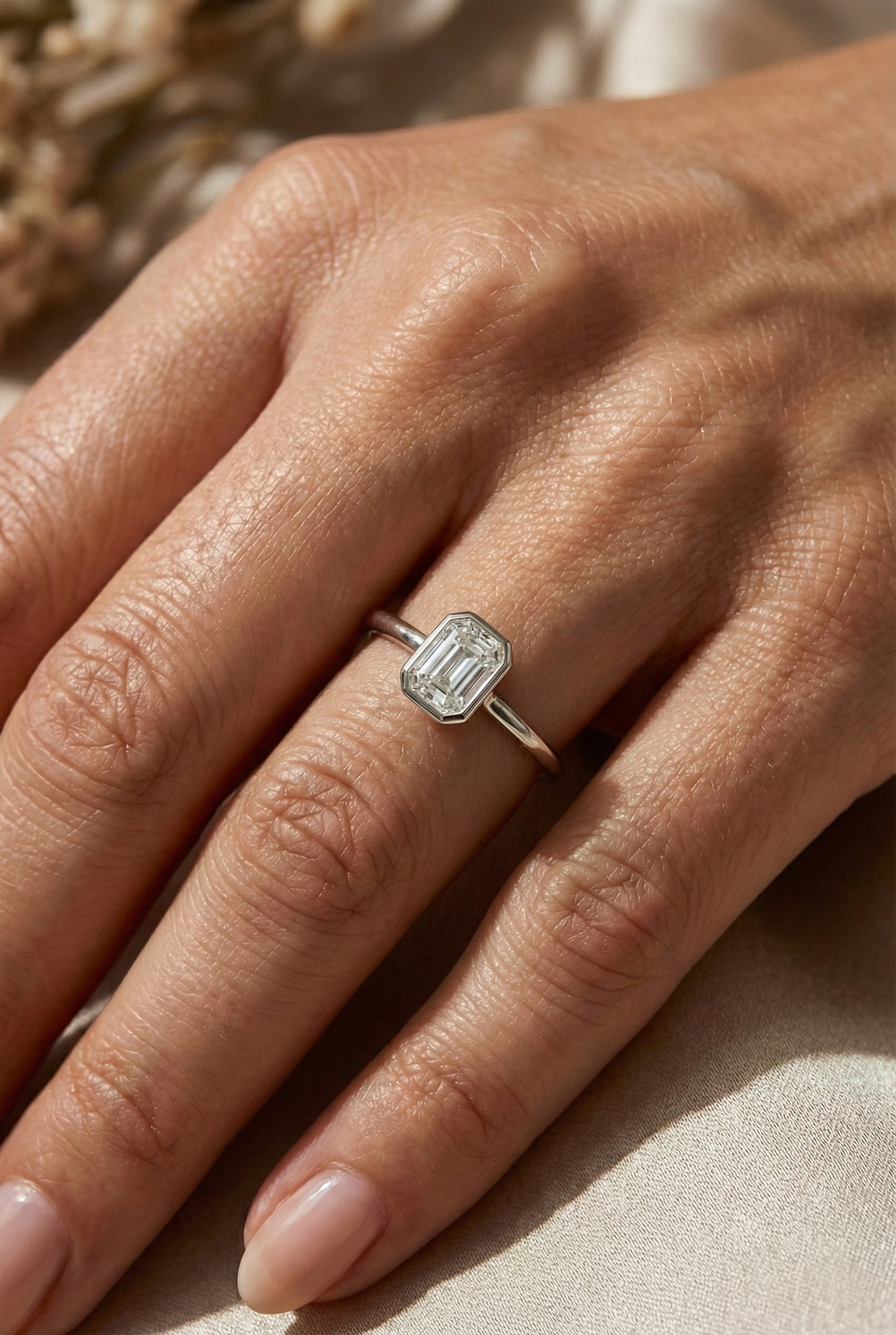 Emerald Cut Bezel Ring