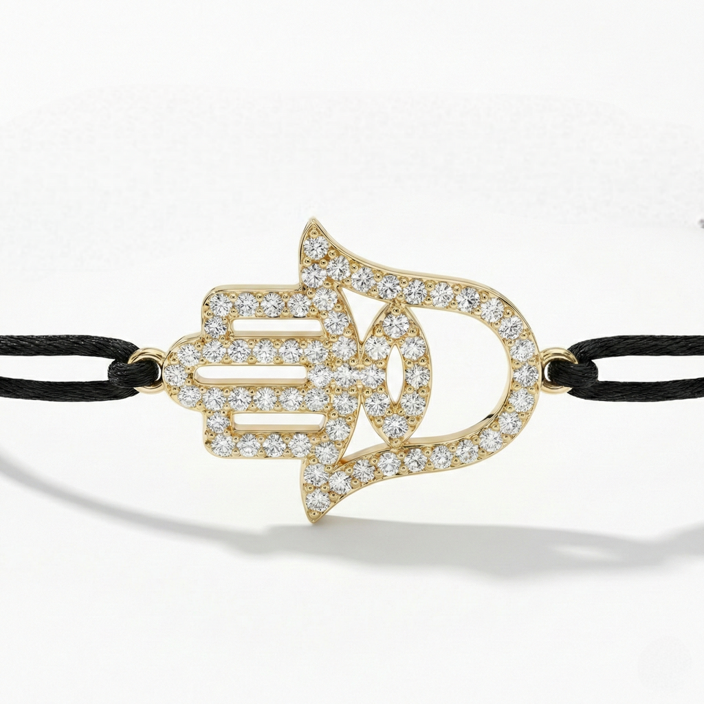 Big Hamsa Diamonds String Bracelet