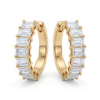 Emerald Cut Diamond Hoop Earrings, 14K gold – Alena Diamonds