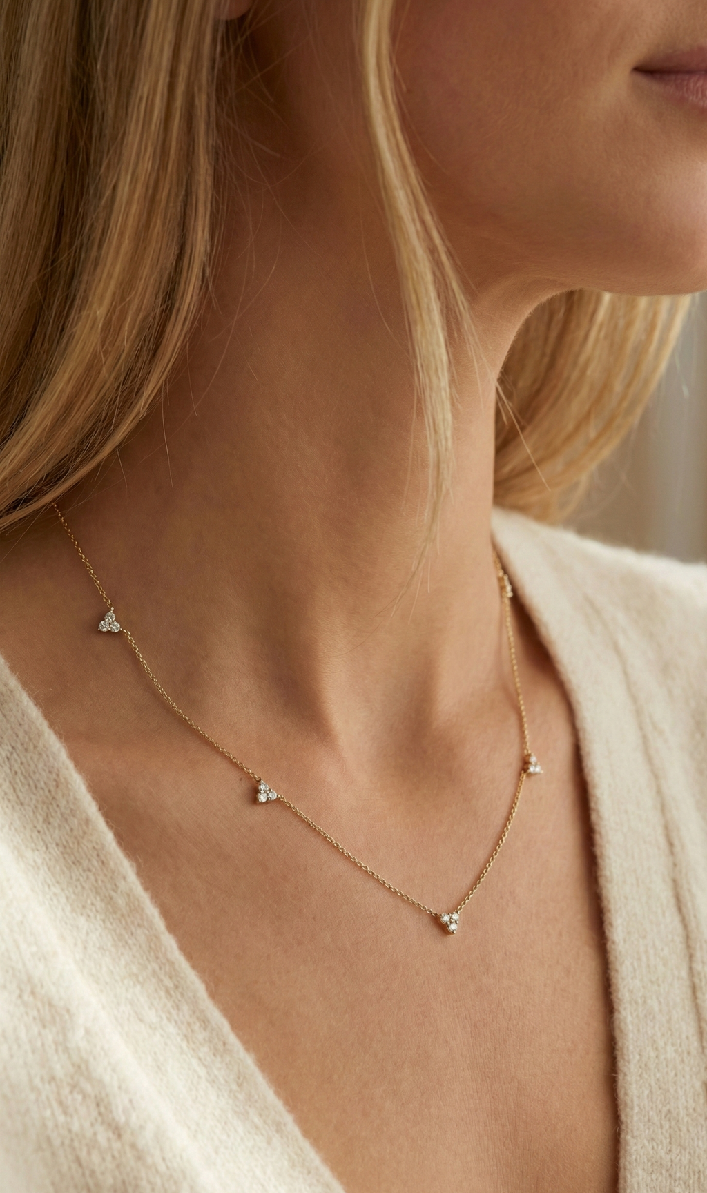 Diamond Cluster Station Necklace