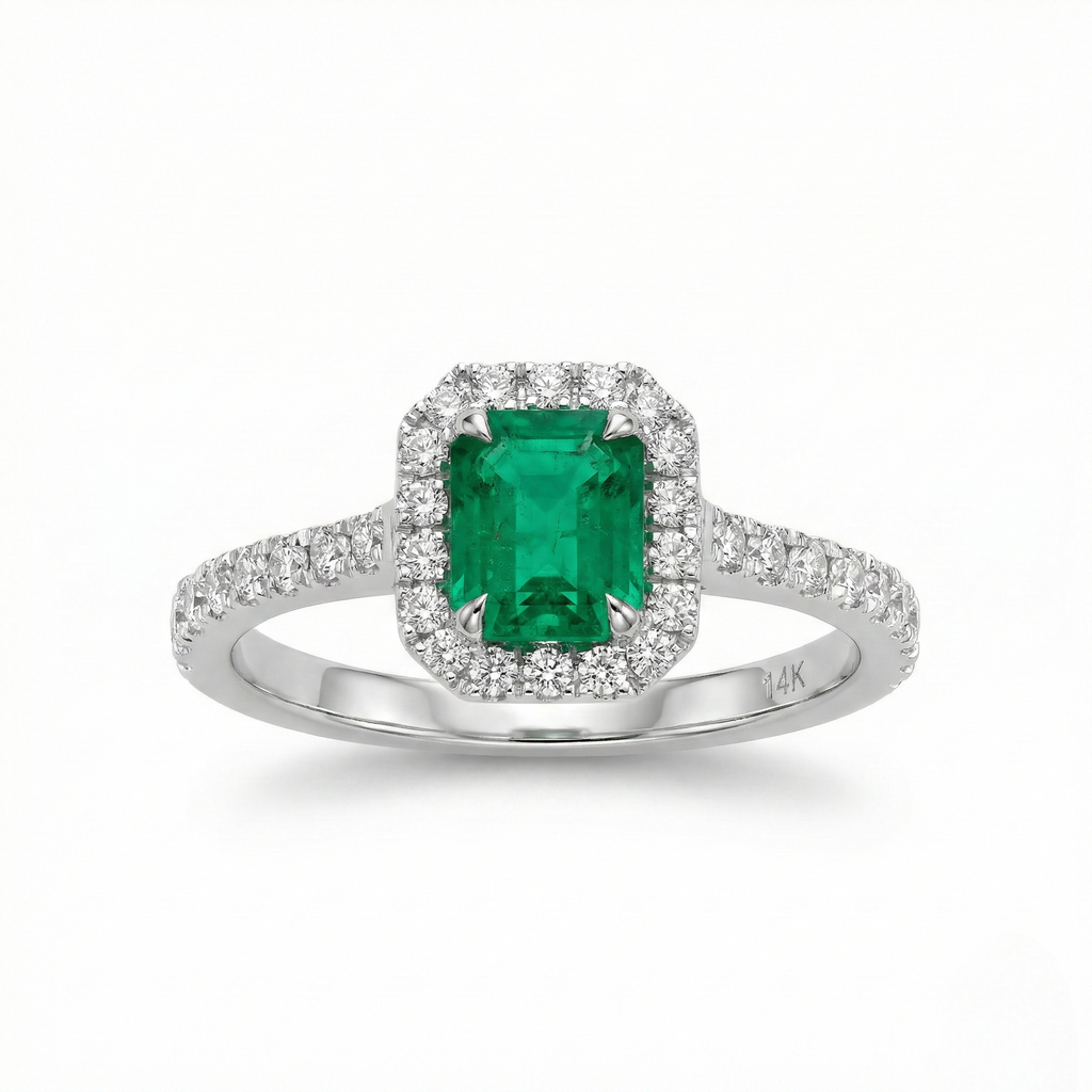 Emerald Halo Ring