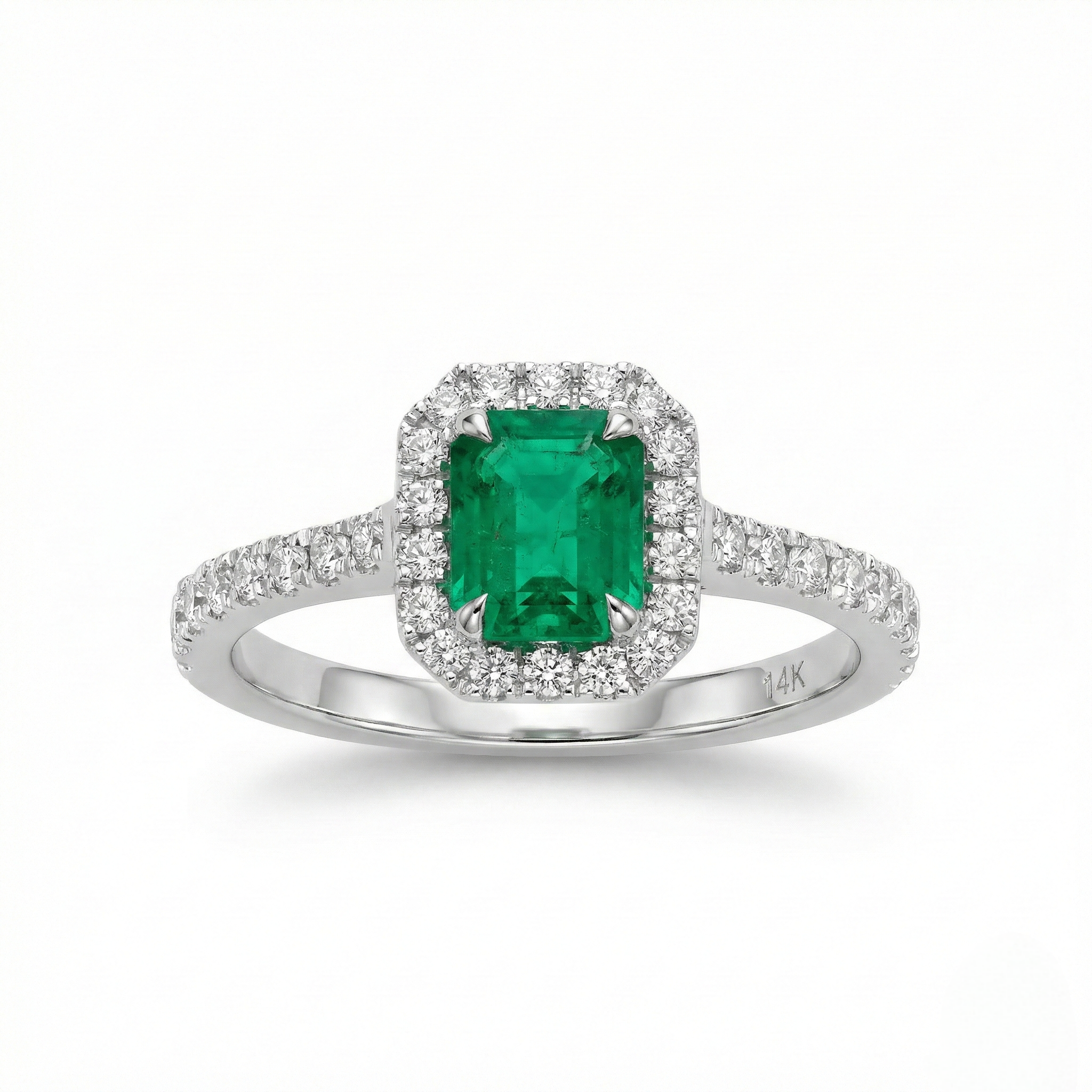 Emerald Halo Ring