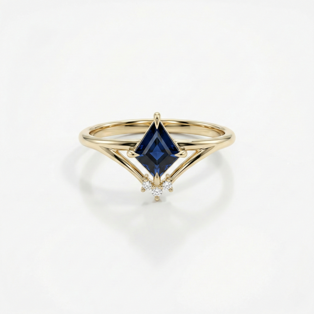 Hexagon Sapphire & Diamonds Ring