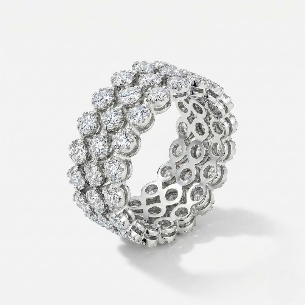 Triple Row Diamond Eternity Ring