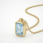 Emerald-Cut Aquamarine Bezel Pendant