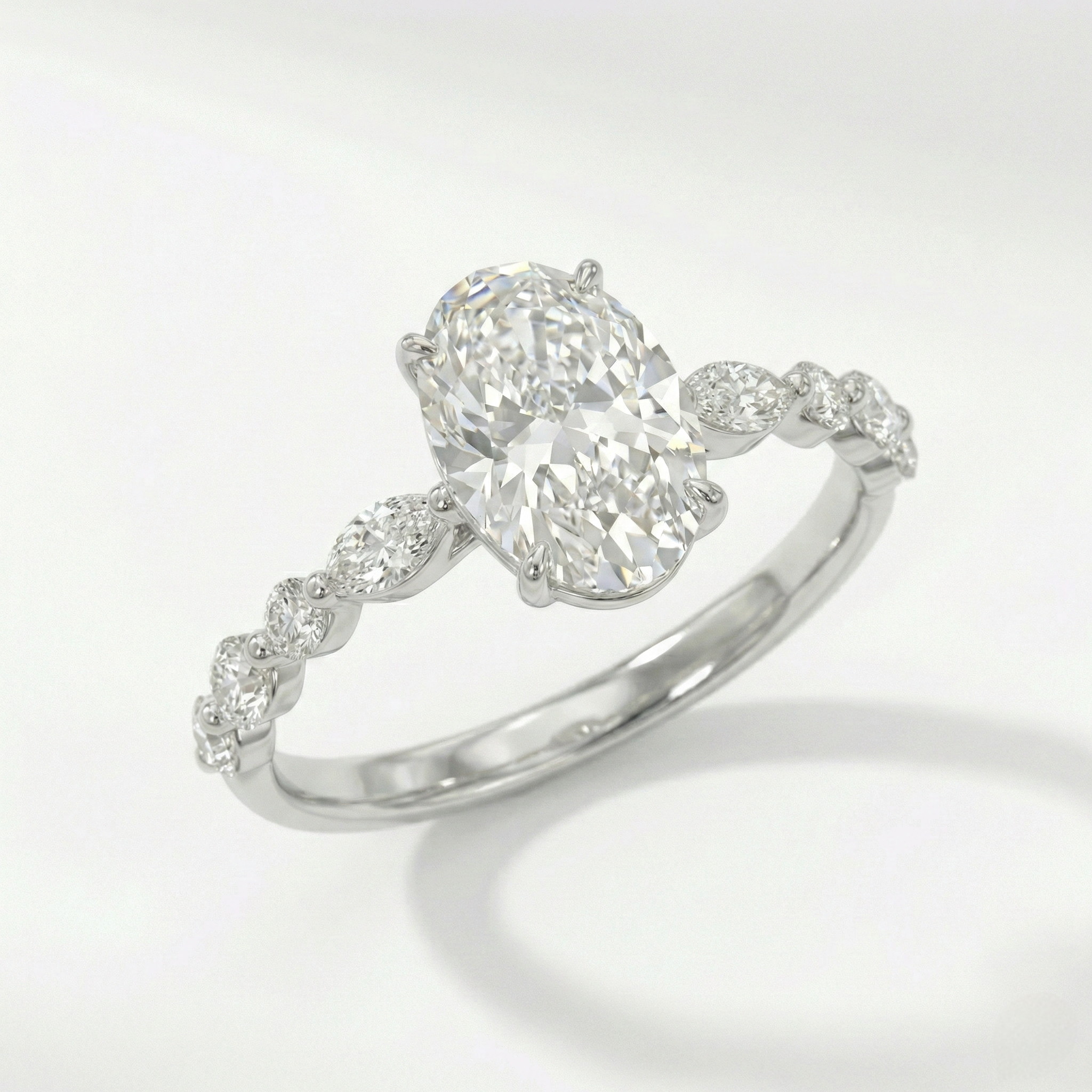 Oval-Cut Ring with Marquise & Round Diamonds
