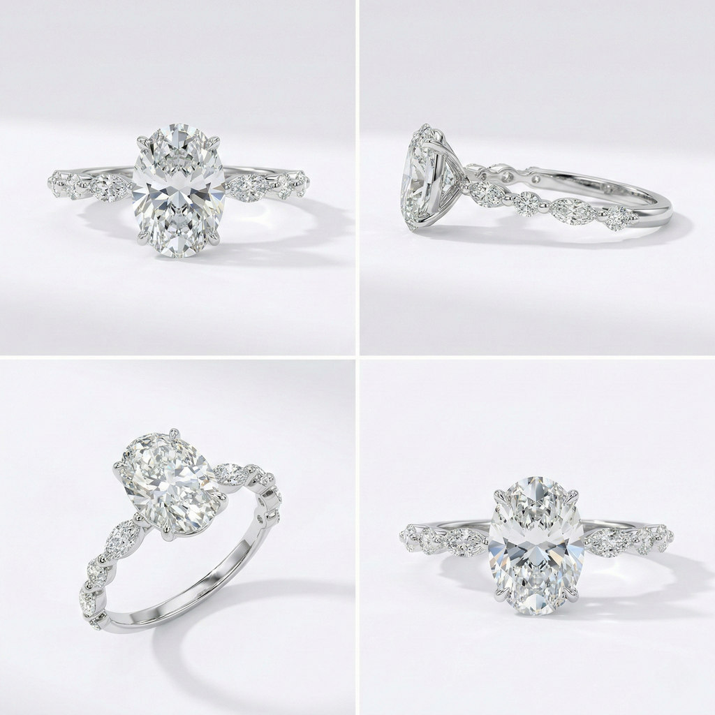 Oval-Cut Ring with Marquise & Round Diamonds