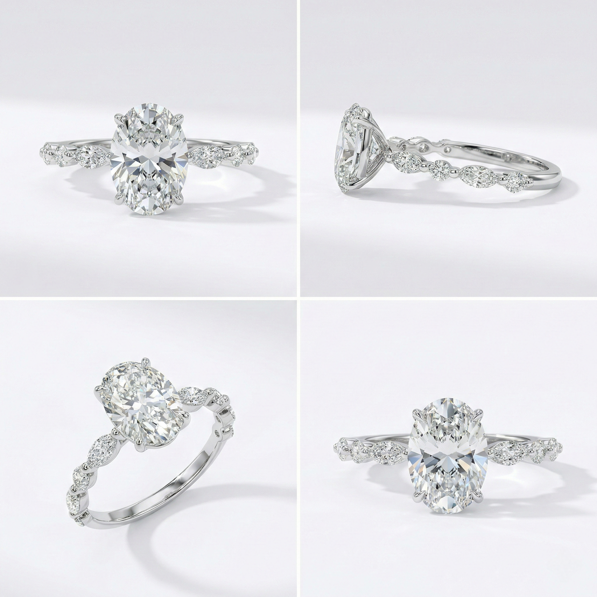 Oval-Cut Ring with Marquise & Round Diamonds