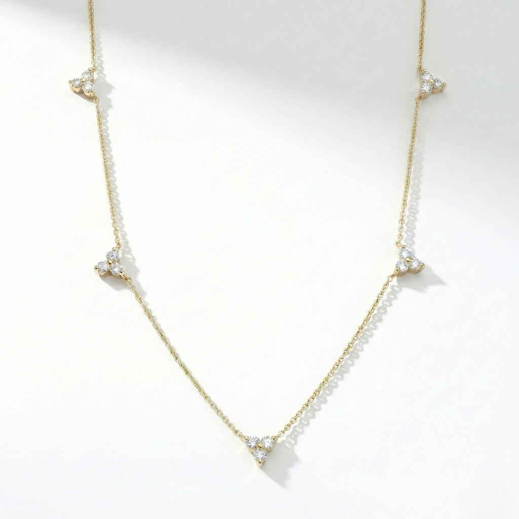 Diamond Cluster Station Necklace