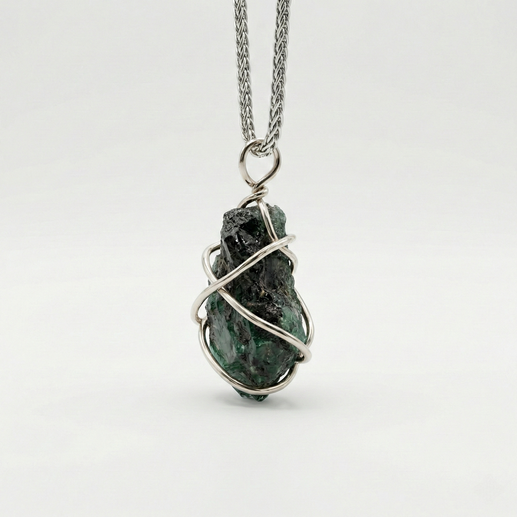 Handcrafted Raw Emerald Pendant