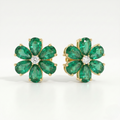 Emerald Flower Diamond Earrings
