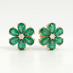 Emerald Flower Diamond Earrings